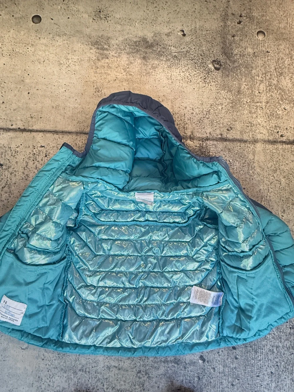 Columbia Teal and Navy Kids' Hooded Puffer Jacket